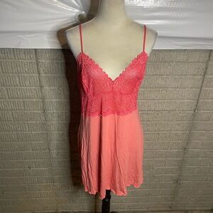 Vintage 90’s Gap Body Pink Lace Slip Dress Vneck Lingerie‎ Sleepwear Size Large